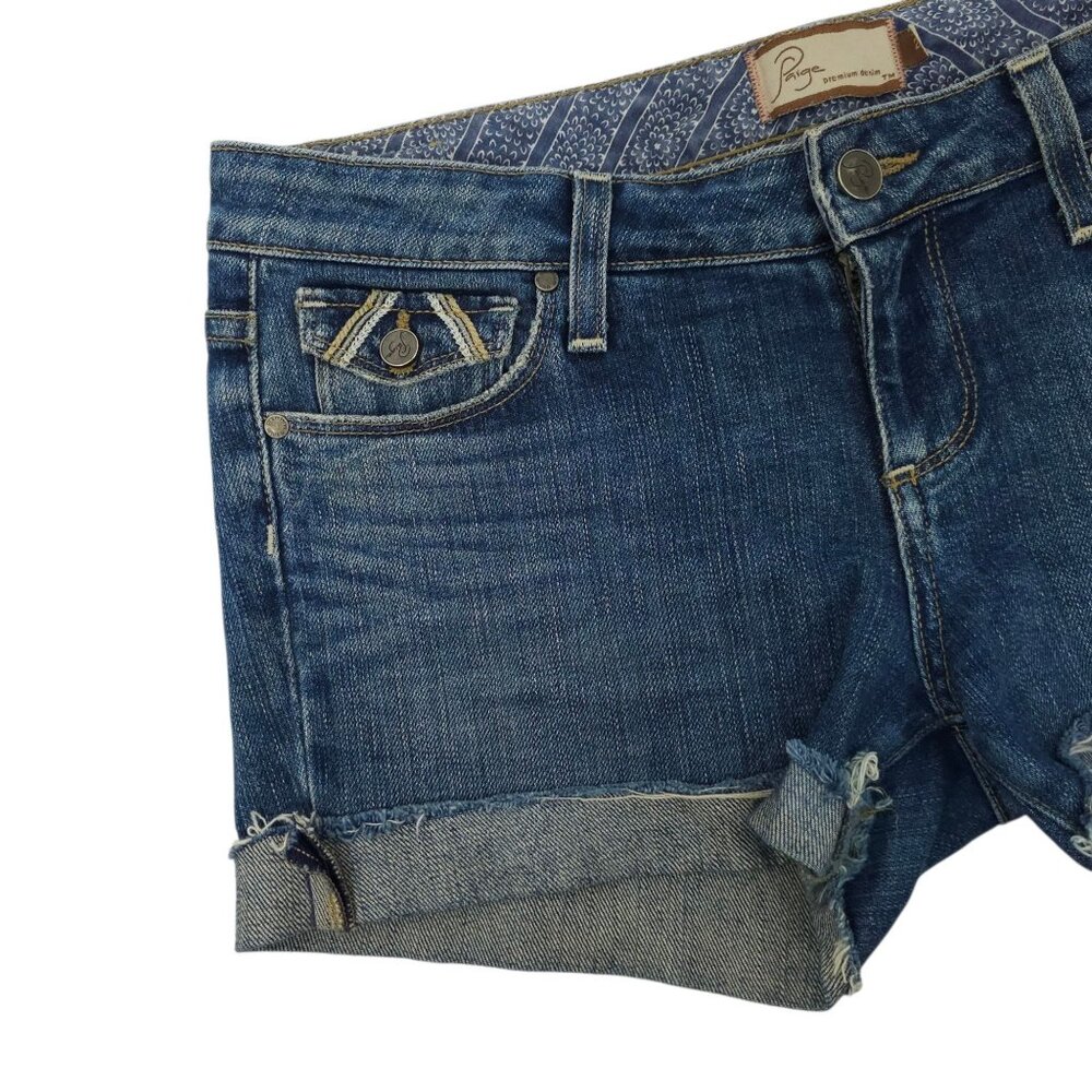 Paige Fairfax Premium Denim DIY Cut Off Shorts Womens Size 29 Flap Pockets - Picture 8 of 13